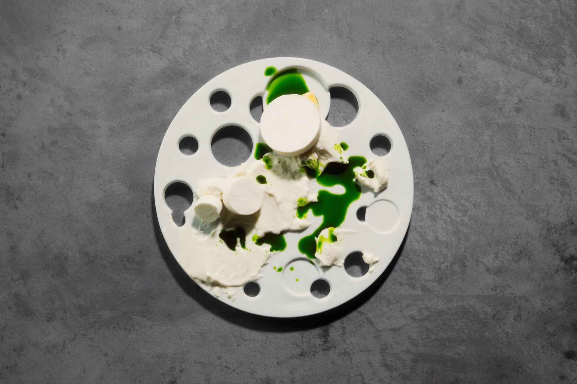 An artistic dish that is served on a unique plate